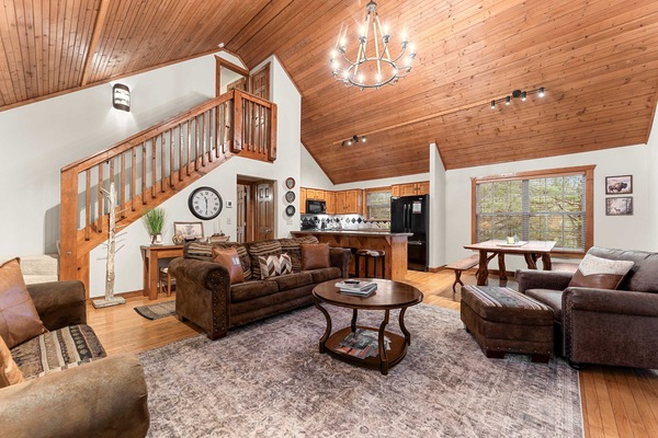 Cabin, Multiple Beds, Pool Access, Mountain View (The Lodge on the Creek) | Living area | 42-inch flat-screen TV with digital channels