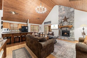 Cabin, Multiple Beds, Pool Access, Mountain View (The Lodge on the Creek) | Living area | 42-inch flat-screen TV with digital channels