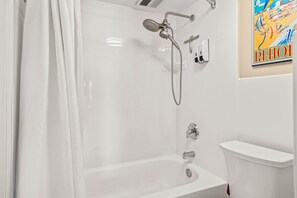 Studio Suite, Multiple Beds, Balcony, Ocean View | Bathroom | Combined shower/bathtub, hair dryer - Seaside Star On The Boardwalk! (Rehoboth Beach)