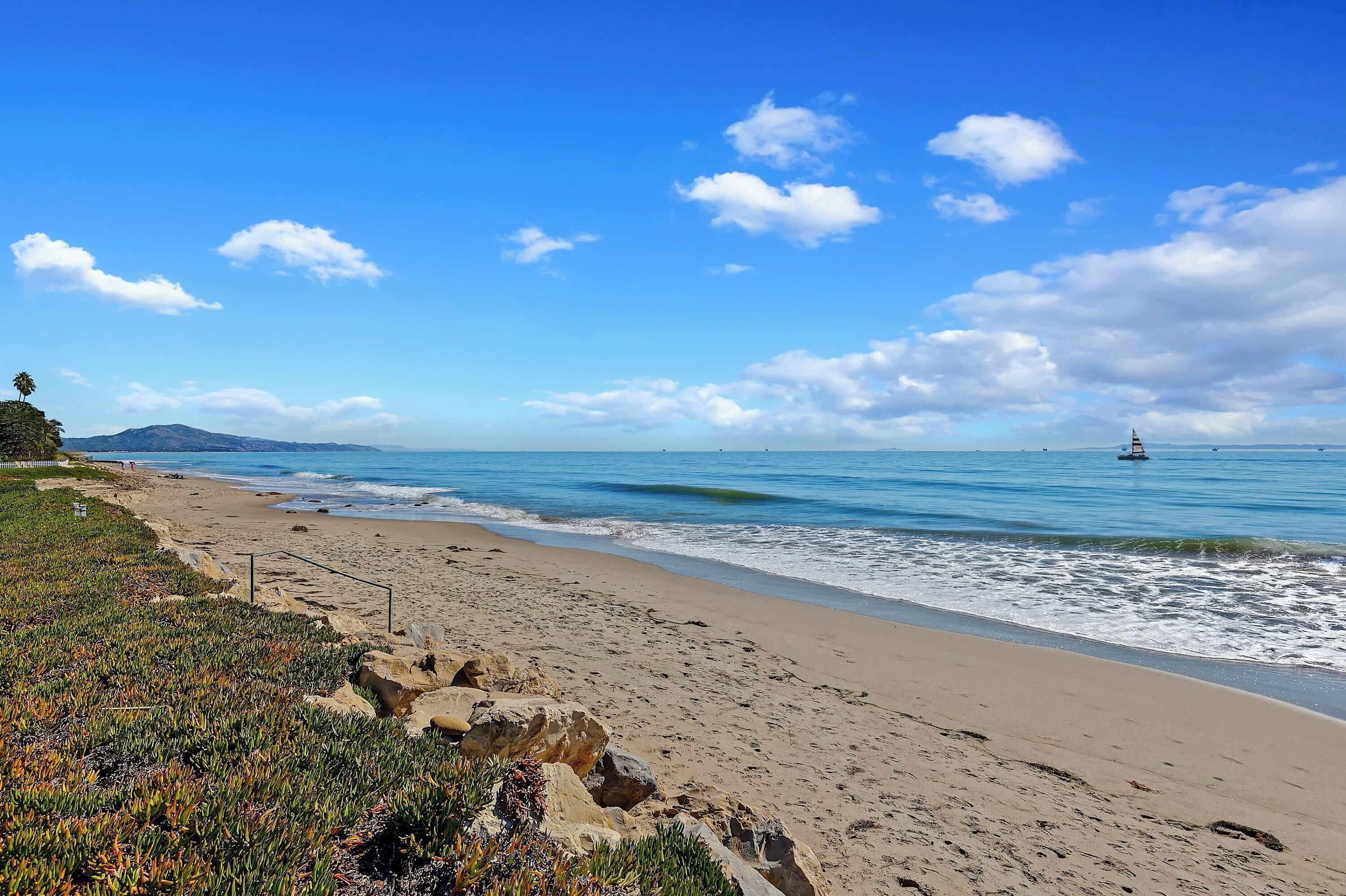 A beach with clear skies and calm waters.
