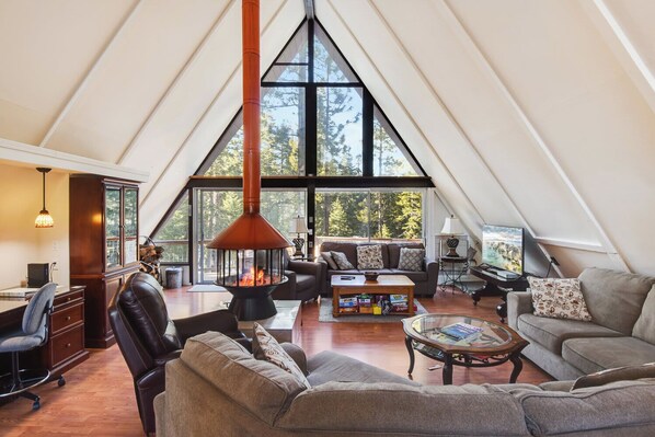 House, Multiple Beds, Balcony, Mountain View (Woodside Hideout) | Living area | 42-inch flat-screen TV with digital channels, fireplace - Woodside Hideout Hop Away From Activities (Homewood)