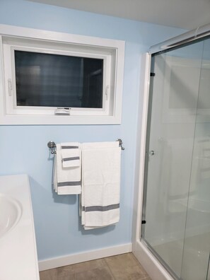 Shower, hair dryer, towels, soap - Tranquility on Rogers Pond (Stanwood)