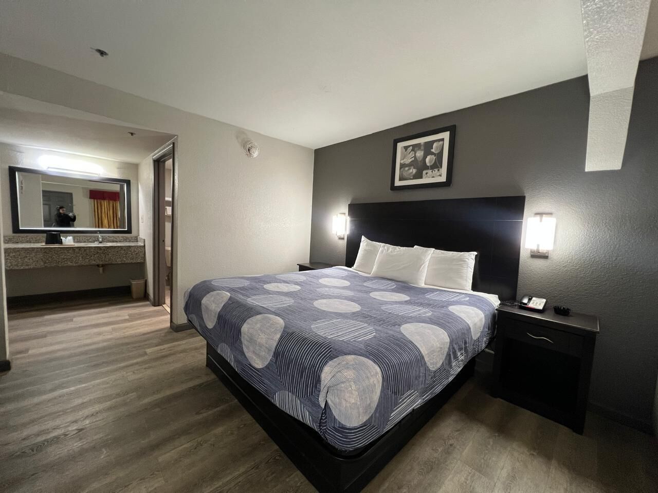 Pillowtop beds, desk, laptop workspace, iron/ironing board