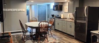 in the country close to town, sled trails, skiing, hiking, country setting, BBQ