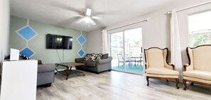 Smart TV, foosball, books