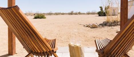 Endless desert views and multiple outdoor seating areas