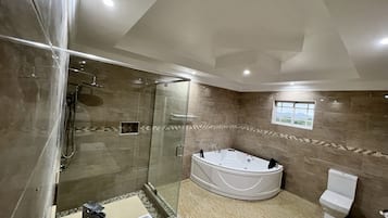 Baignoire, serviettes fournies, savon, papier toilette