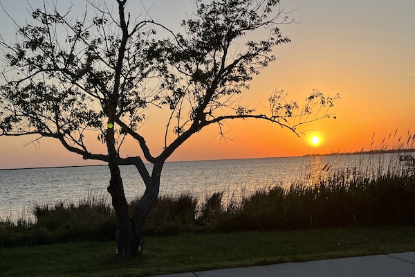 Sunset bike ride on the multi-use path on the sound