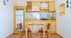 Fridge, stovetop, cookware/dishes/utensils