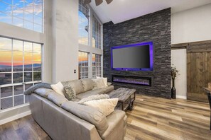 Smart TV, fireplace, video games, offices