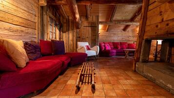 Télévision, cheminée, lecteur de DVD