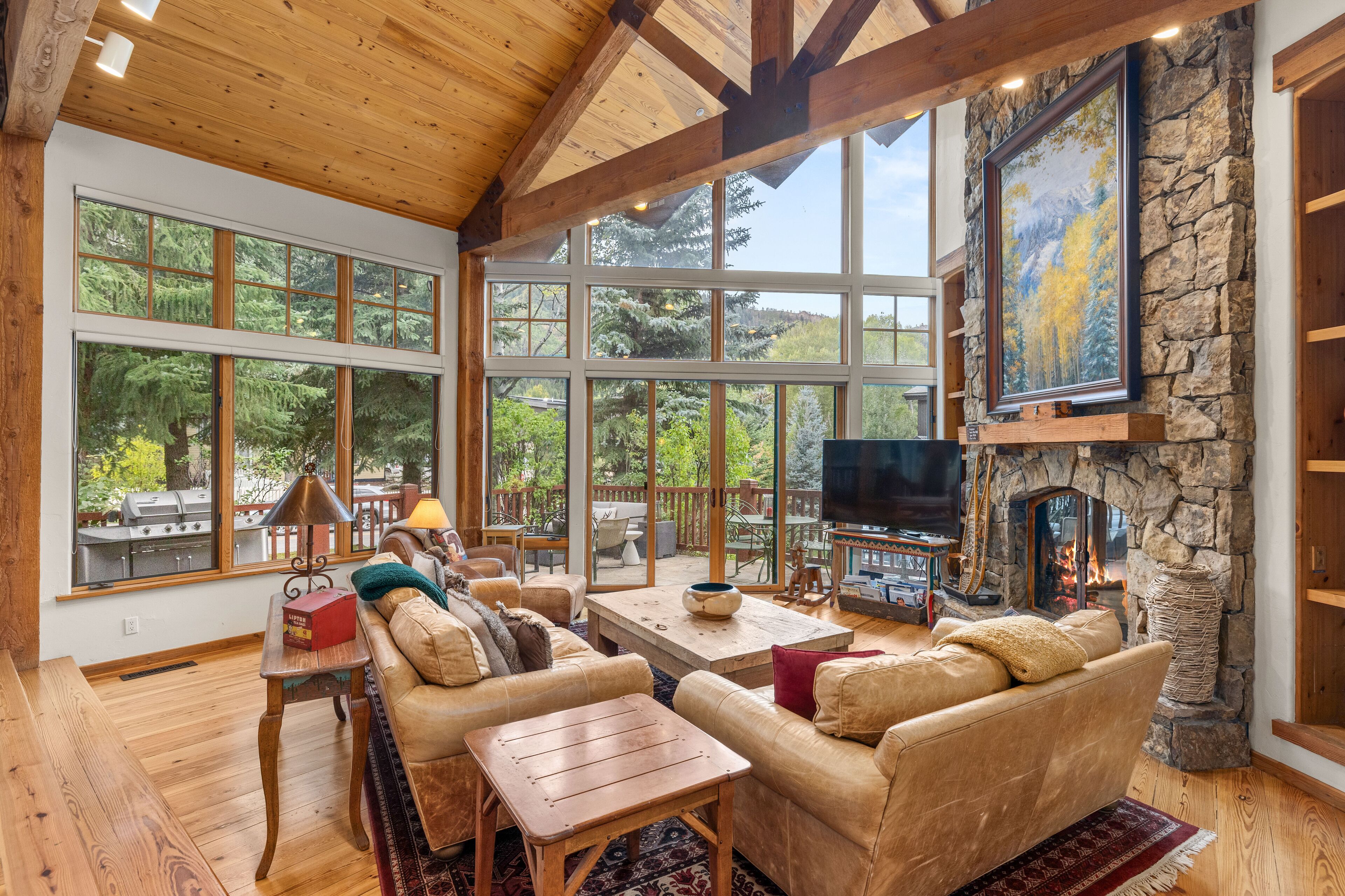 Televisie en een open haard