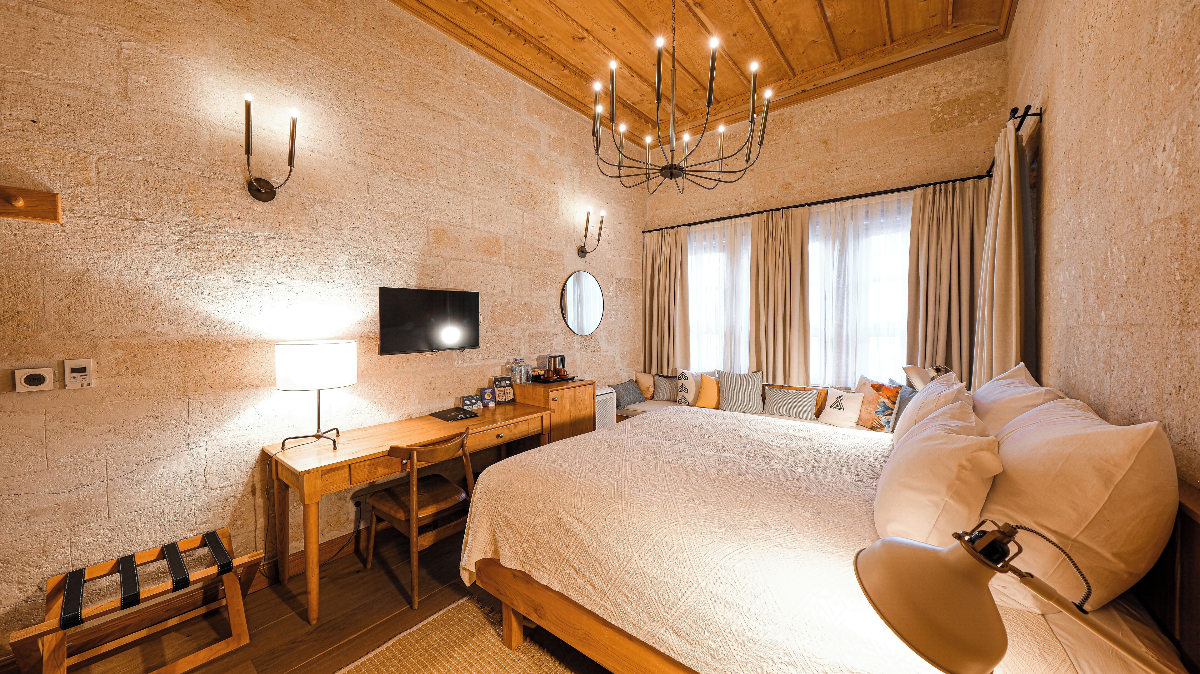 Frette Italian sheets, premium bedding, memory-foam beds, minibar