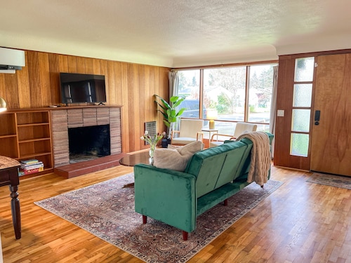 Whimsical Midcentury Farmhouse with Game Room