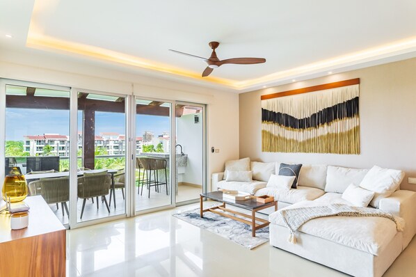 Condo, 2 Bedrooms | Living area - Casa Cielo Ocean View Penthouse 2 Bedroom Condo by RedAwning (Playa del Carmen)