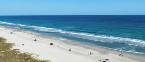 On the beach, beach towels