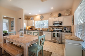 Fridge, microwave, oven, dishwasher