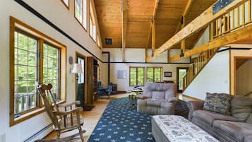 TV, DVD player, books, offices