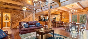 Warm Lakefront Log Cabin · Hot Tub · Game Room