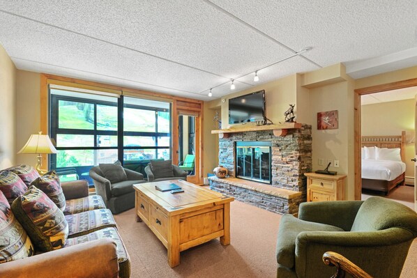 Fireplace - Mountain Plaza 2 Bedroom Condo #325/327 by RedAwning (Copper Mountain)