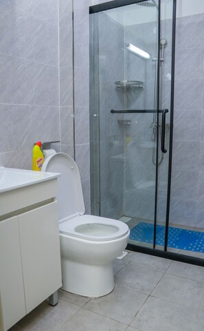 Dusche, Handtücher, Seife, Toilettenpapier