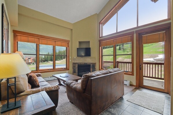 TV, fireplace - Copper One 2 Bedroom Condo #421 by RedAwning (Copper Mountain)
