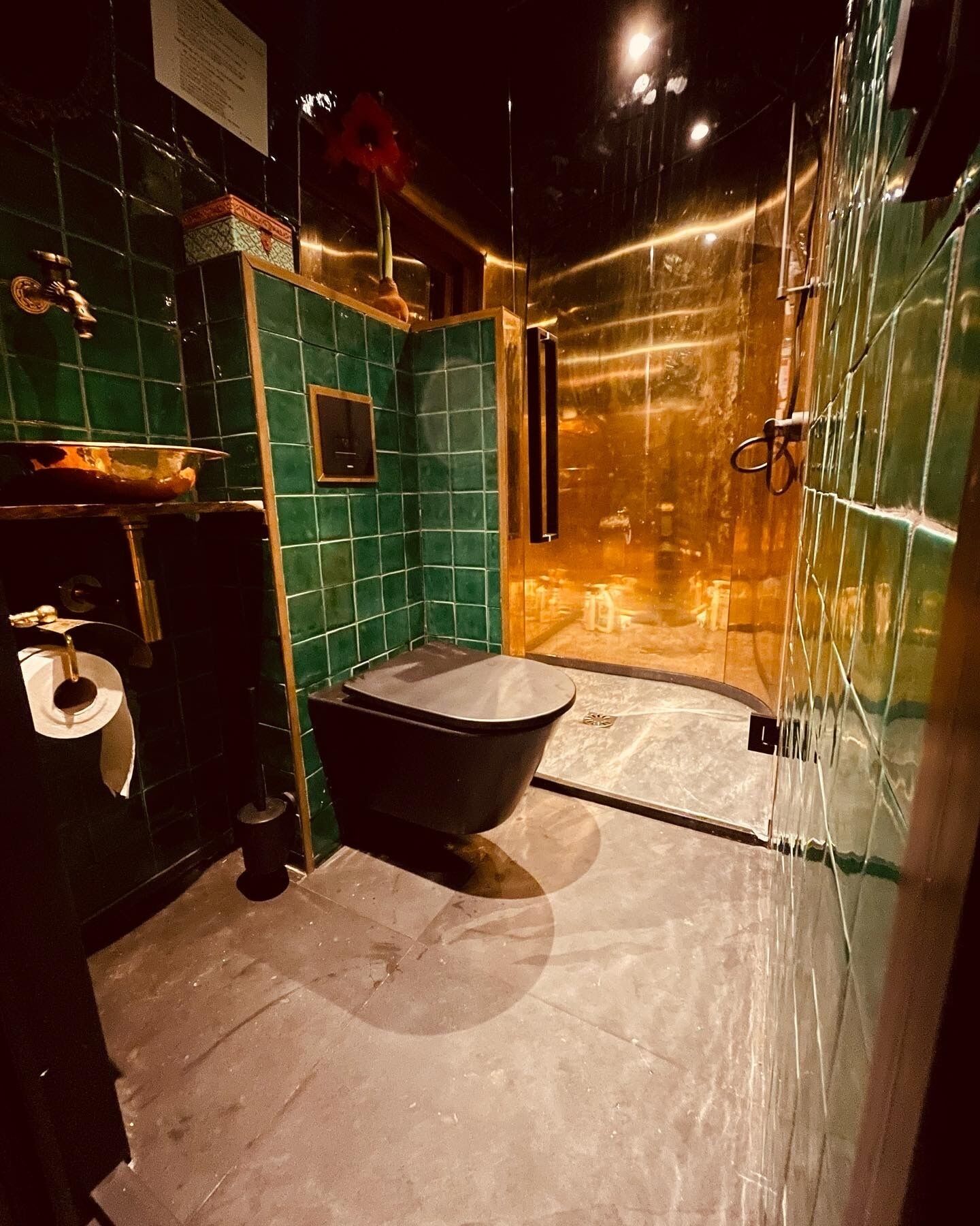 Shower, soap, toilet paper