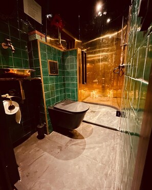 Shower, soap, toilet paper