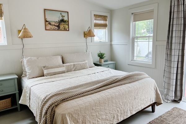King bed on the first floor with Smart TV