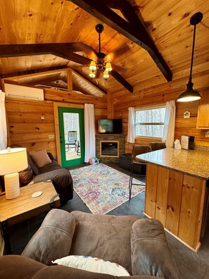 Smart TV, fireplace, DVD player, books - Serenity Ridge Cabin B: Couple's Retreat + Hot Tub (Mill Spring)