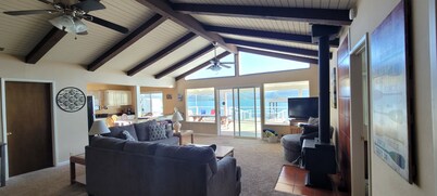 Lakefront home with patio, private boat dock and fishing pier
