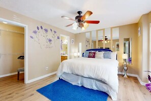 3 bedrooms, memory foam beds, desk, iron/ironing board