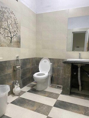 Shower, free toiletries, towels