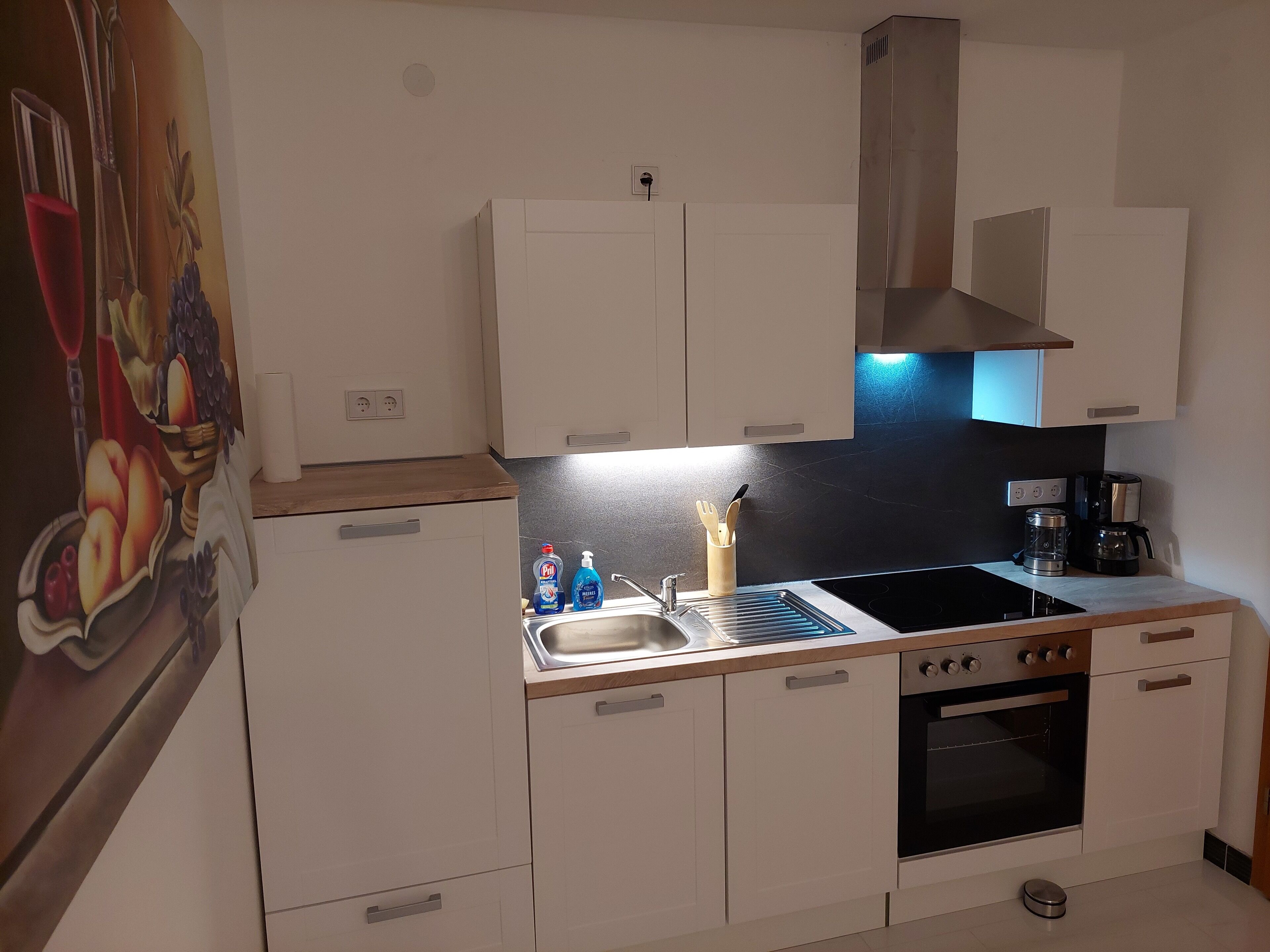 Réfrigérateur, four, plaque de cuisson, cafetière/bouilloire