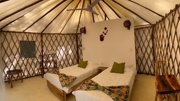 Chambre avec lits jumeaux, 2 lits une place, non-fumeur, vue jardin