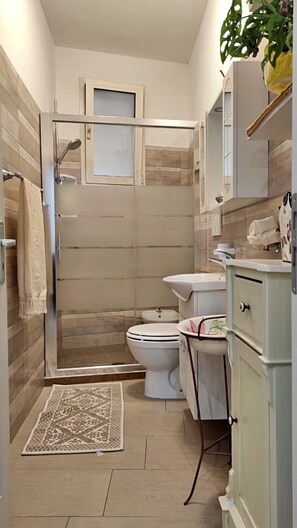 Dusche, Haartrockner, Bidet, Handtücher