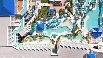 3 outdoor pools, open 7:00 AM to 7:00 PM, cabanas (surcharge)