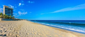 On the beach, beach towels