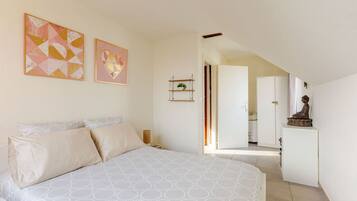 1 habitación, escritorio, tabla de planchar con plancha y cuna de viaje