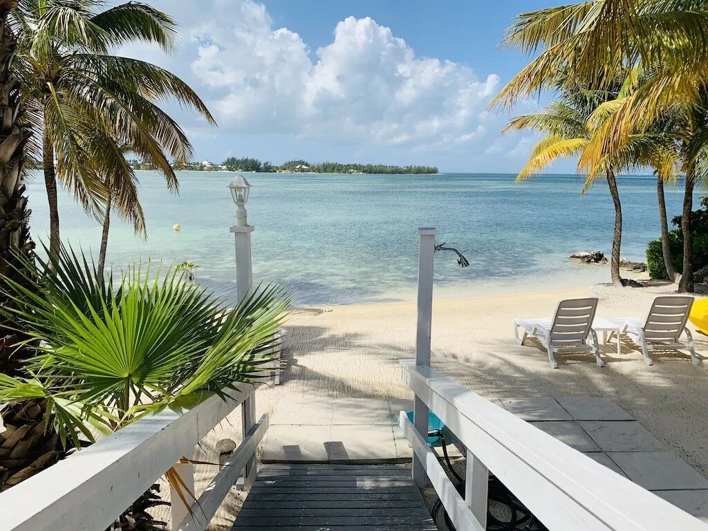 On the beach, sun loungers, beach towels
