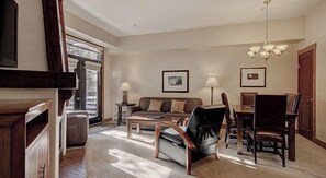 TV, fireplace - Cirque 1 Bedroom + Den Condo #108 by RedAwning (Copper Mountain)