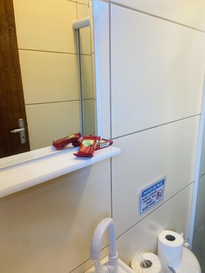 Bathrobes, towels, soap, toilet paper