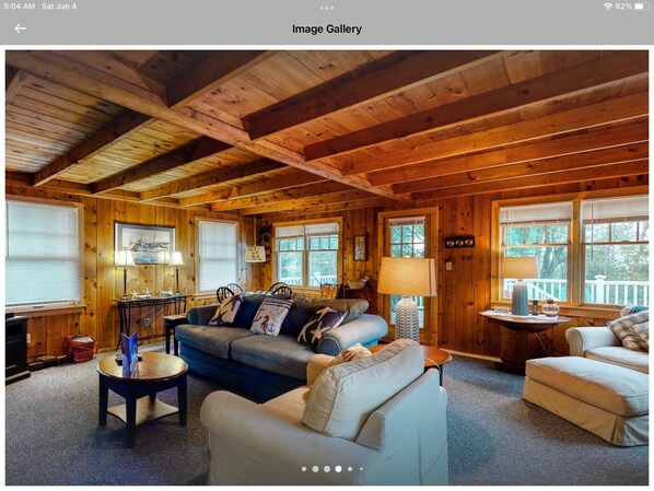 TV, fireplace, DVD player, books