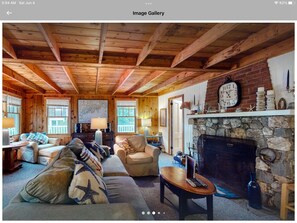 TV, fireplace, DVD player, books