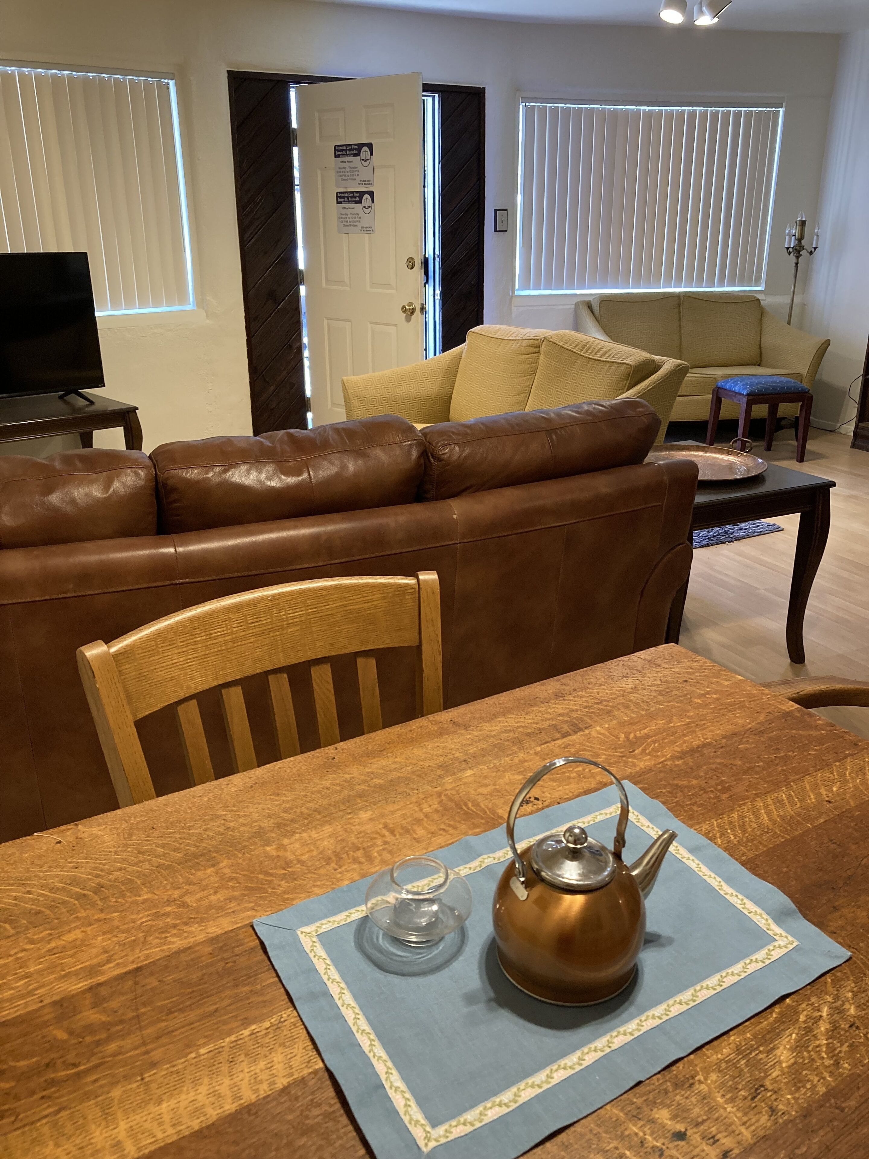 View of living room from dining area.