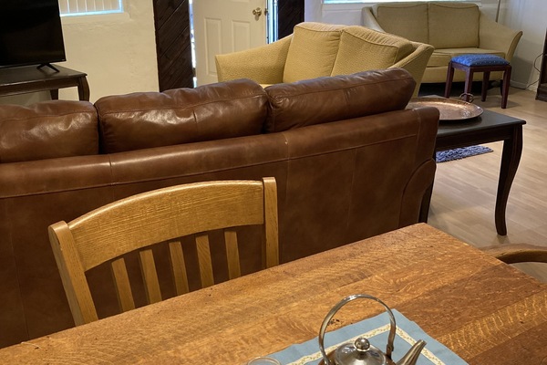 View of living room from dining area.