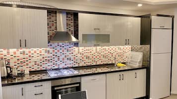 Departamento clásico | Cocina privada | Refrigerador con congelador, horno, parrilla de estufa y lavavajillas