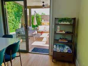 Smart TV, fireplace, table football, ping pong