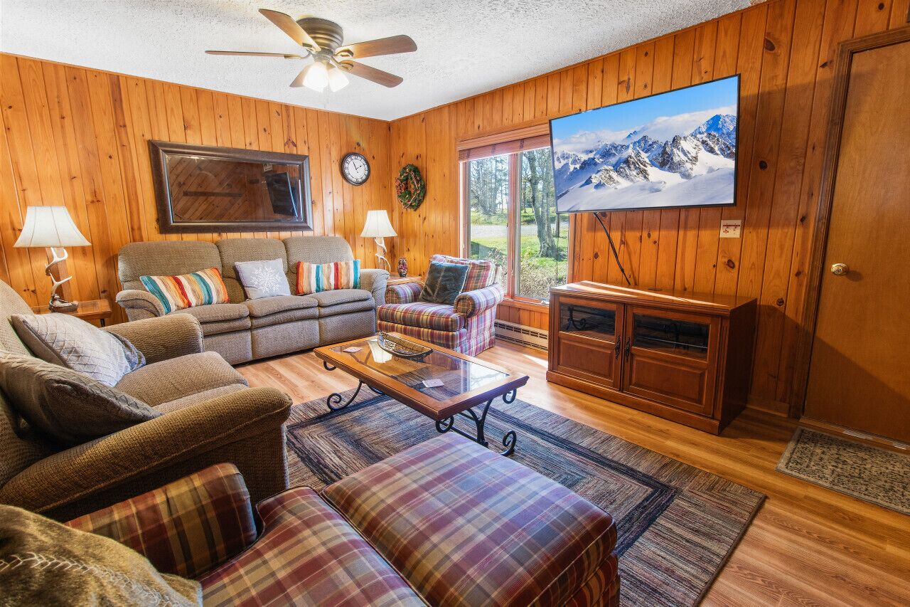 Een televisie en een open haard