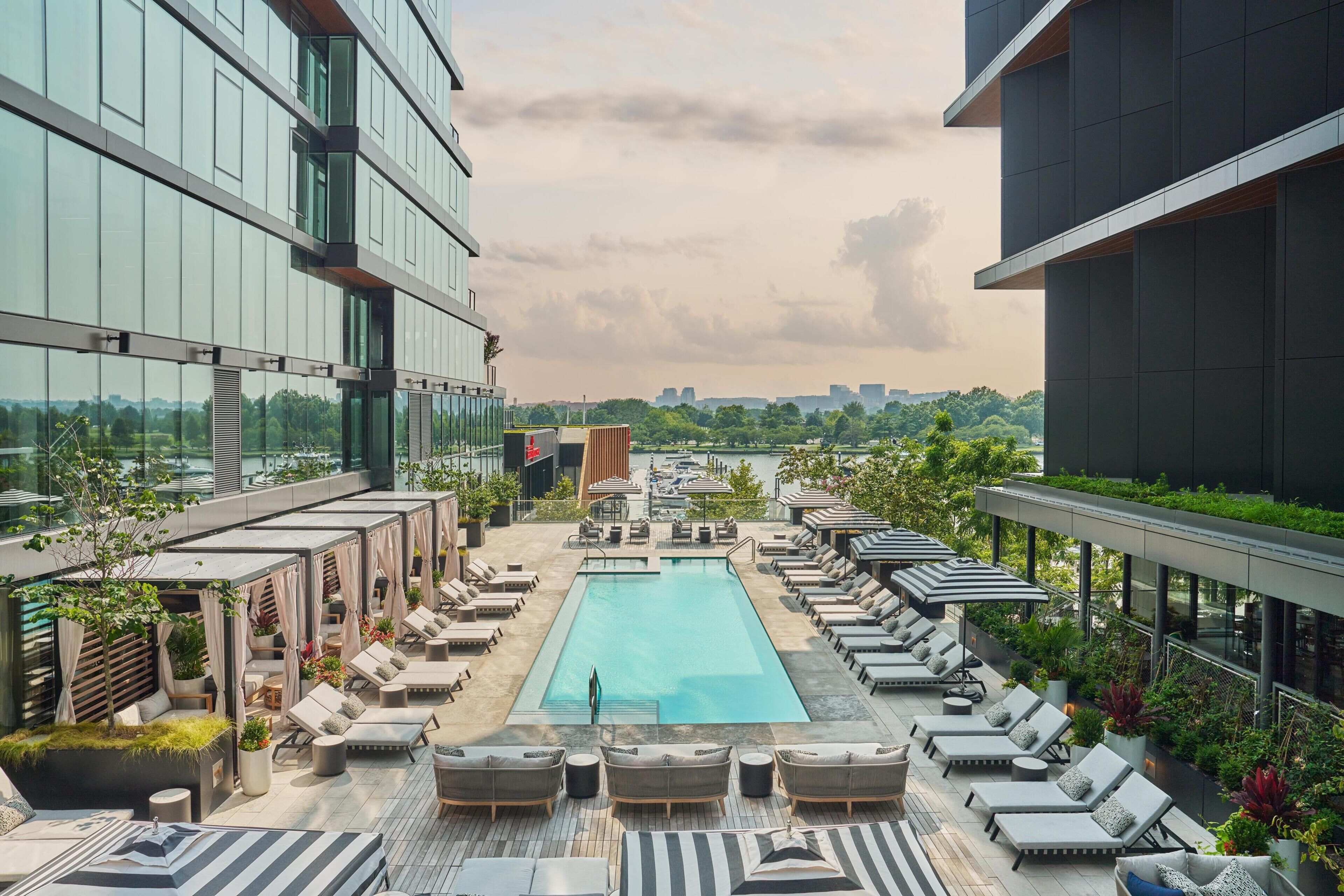 Seasonal outdoor pool, pool cabanas (surcharge), pool umbrellas